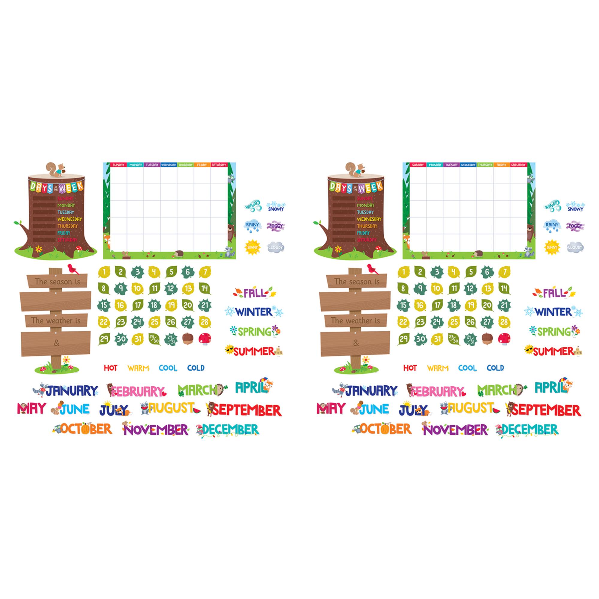 Creative Teaching Press Woodland Friends Calendar Bulletin Board Set, 2 Sets of 134